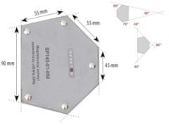 MDTools Uhlový magnet viacuhlový, nosnosť 22 kg - SPARTUS SP145-01-050