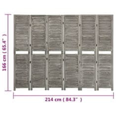 Petromila vidaXL 6-panelový paraván sivý 214x166 cm masívne drevo
