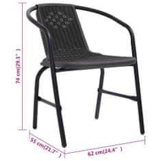 Petromila vidaXL Záhradné stoličky 6 ks plastový ratan a oceľ 110 kg