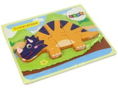 Lean-toys Drevené puzzle Dinosaury Triceratops Ankylosaurus Orange