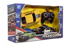 Teddies Auto RC 2ks policajná naháňačka plast žlté 18cm na diaľk. ovl. na bat. so svetlom v krabici 36x22x12