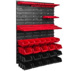 botle Závesný panel na náradie 58 x 78 cm s 22 ks. Krabic nástenné Červené a Čierne Boxy plastová
