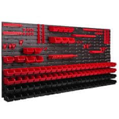 botle Nástenný panel na náradie 173 x 78 cm s 101 ks. Krabic zavesené Červené a Čierne Boxy plastová XL