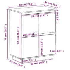 Vidaxl Komoda čierna 60x34x75 cm borovicový masív