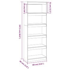 Vidaxl Knižnica/deliaca stena biela 60x30x167,5 cm masívna borovica