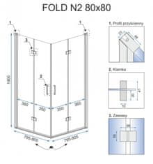 REA Sprchovací kút 900x900x1900 bez vaničky - sklo transparent Fold N2 REA-K9991 - Rea