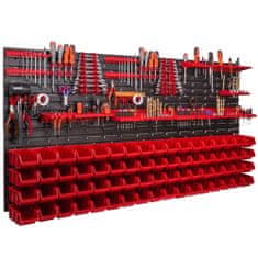 botle Sada panelov s držiakmi nástrojov 173 x 78 cm s 68 ks. Krabic zavesené Červené Boxy plastová XL