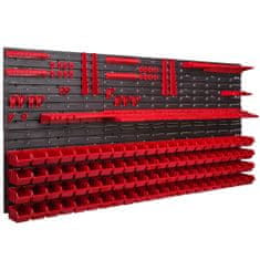 botle Sada panelov s držiakmi nástrojov 173 x 78 cm s 88 ks. Krabic zavesené Červené Boxy plastová XL