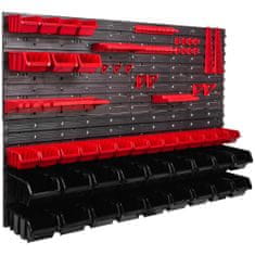 botle Závesný panel na náradie 115 x 78 cm s 39 ks. Krabic nástenné Červené a Čierne Boxy plastová