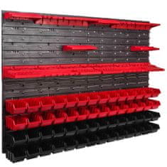 botle Závesný panel na náradie 115 x 78 cm s 56 ks. Krabic nástenné Červené a Čierne Boxy plastová