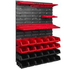 botle Závesný panel na náradie 58 x 78 cm s 24 ks. Krabic nástenné Červené a Čierne Boxy plastová