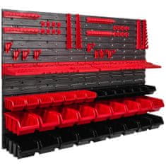 botle Nástenný panel na náradie 115 x 78 cm s 32 ks. Krabic zavesené Červené a Čierne Boxy plastová