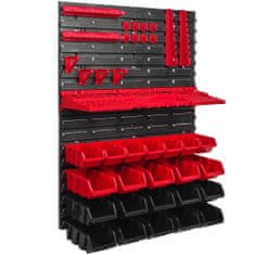 botle Nástenný panel na náradie 58 x 78 cm s 22 ks. Krabic zavesené Červené a Čierne Boxy plastová