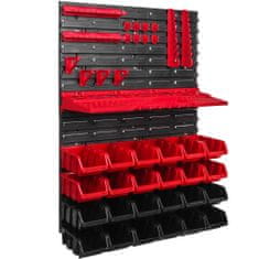 botle Nástenný panel na náradie 58 x 78 cm s 20 ks. Krabic zavesené Červené a Čierne Boxy plastová