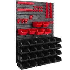 botle Nástenný panel na náradie 58 x 78 cm s 26 ks. Krabic zavesené Červené a Čierne Boxy plastová