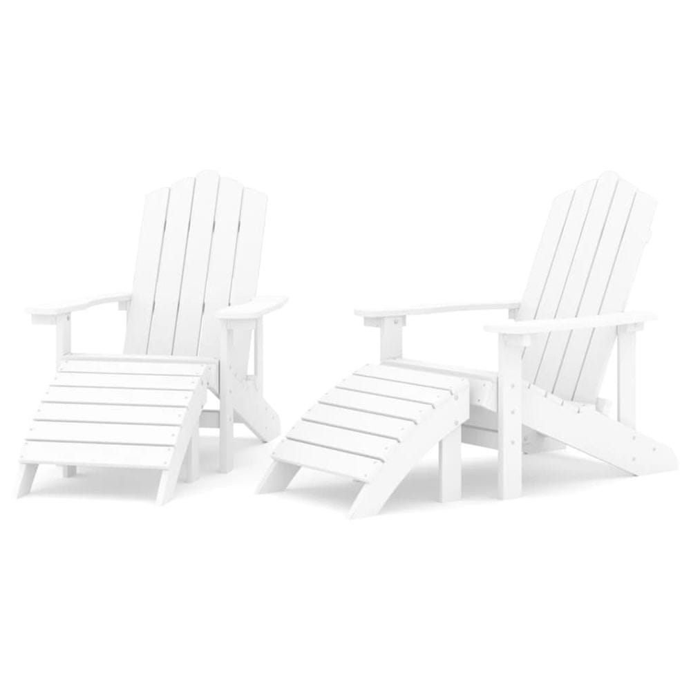 Vidaxl Záhradné stoličky s podnožkami Adirondack 2 ks HDPE biele
