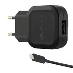 Qoltec Sieťová nabíjačka 12W | 5V | 2,4A | USB + kábel USB typu C