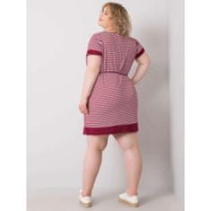 BASIC FEEL GOOD Dámske pruhované plus size šaty JIANNA bordovej a bielej farby RV-SK-6633.13_364863 3XL