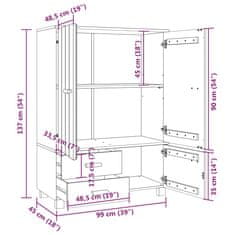 Vidaxl Šatník biely 99x45x137 cm masívne borovicové drevo