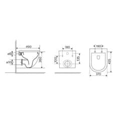 Mereo WC závesné kapotované, RIMLESS, 490x370x360, keramické, vr. sedátka CSS113S VSD82S - Mereo