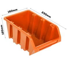 botle Nástenný panel na náradie 115 x 39 cm s 14 ks. Krabic zavesené Oranžové Boxy Skladovací systém