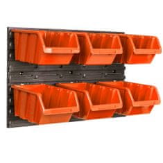 botle Nástenný panel na náradie 58 x 39 cm s 6 ks. Krabic zavesené Oranžové Boxy Skladovací systém
