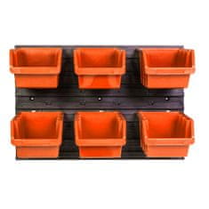 botle Nástenný panel na náradie 58 x 39 cm s 6 ks. Krabic zavesené Oranžové Boxy Skladovací systém