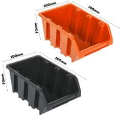 botle Nástenný panel na náradie 115 x 78 cm s 44 ks. Krabic zavesené Oranžové a Čierne Boxy plastová