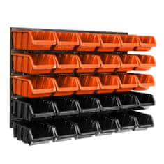botle Závesný panel na náradie 58 x 39 cm s 30 ks. Krabic nástenné Oranžové a Čierne Boxy plastová