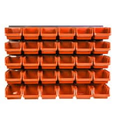 botle Nástenný panel na náradie 58 x 39 cm s 25 ks. Krabic zavesené Oranžové Boxy Skladovací systém