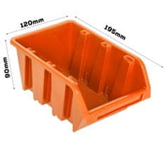 botle Nástenný panel na náradie 115 x 39 cm s 27 ks. Krabic zavesené Oranžové Boxy Skladovací systém