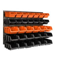botle Závesný panel na náradie 58 x 39 cm s 32 ks. Krabic nástenné Oranžové a Čierne Boxy plastová