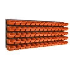 botle Nástenný panel na náradie 115 x 39 cm s 70 ks. Krabic zavesené Oranžové Boxy Skladovací systém