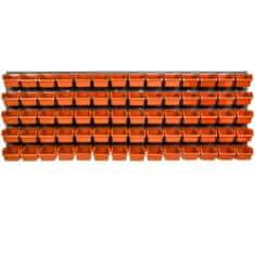 botle Nástenný panel na náradie 115 x 39 cm s 70 ks. Krabic zavesené Oranžové Boxy Skladovací systém