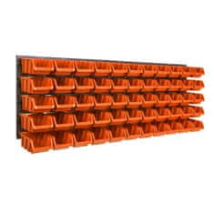 botle Nástenný panel na náradie 115 x 39 cm s 55 ks. Krabic zavesené Oranžové Boxy Skladovací systém