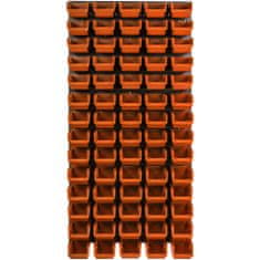 botle Nástenný panel na náradie 58 x 117 cm s 70 ks. Krabic zavesené Oranžové Boxy Skladovací systém