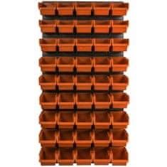 botle Nástenný panel na náradie 58 x 117 cm s 45 ks. Krabic zavesené Oranžové Boxy Skladovací systém