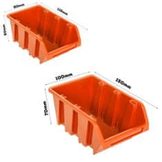 botle Sada panelov s držiakmi nástrojov 173 x 78 cm s 94 ks. Krabic zavesené Oranžové Boxy plastová XL