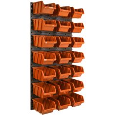 botle Nástenný panel na náradie 58 x 117 cm s 21 ks. Krabic zavesené Oranžové Boxy Skladovací systém