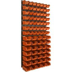 botle Nástenný panel na náradie 58 x 117 cm s 81 ks. Krabic zavesené Oranžové Boxy Skladovací systém