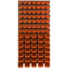 botle Nástenný panel na náradie 58 x 117 cm s 81 ks. Krabic zavesené Oranžové Boxy Skladovací systém