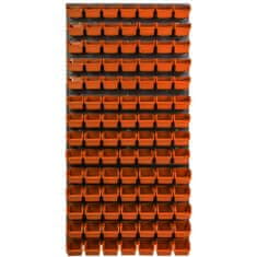 botle Nástenný panel na náradie 58 x 117 cm s 98 ks. Krabic zavesené Oranžové Boxy Skladovací systém