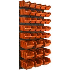 botle Nástenný panel na náradie 58 x 117 cm s 34 ks. Krabic zavesené Oranžové Boxy Skladovací systém