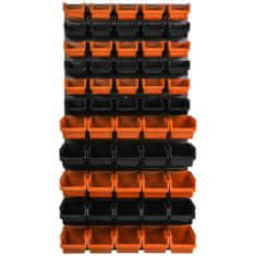 botle Nástenný panel na náradie 58 x 117 cm s 55 ks. Krabic zavesené Oranžové a Čierne Stohovateľné Boxy