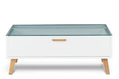 Konsimo Konferenčný stolík FRISK sklenená doska biely 90 x 35 x 60 cm