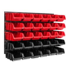 botle Závesný panel na náradie 58 x 39 cm s 30 ks. Krabic nástenné Červené a Čierne Boxy plastová