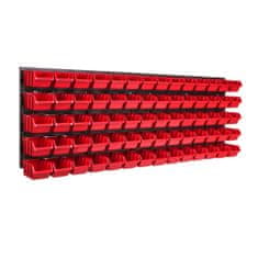 botle Závesný panel na náradie 115 x 39 cm s 70 ks. Krabic nástenné Červené Boxy Skladovací systém