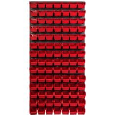 botle Úložný systém nástenný panel 58 x 117 cm s 98 ks. Krabic zavesené Červené Boxy Skladovací systém