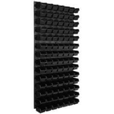 botle Úložný systém nástenný panel 58 x 117 cm s 98 ks. Krabic zavesené Čierne Boxy Skladovací systém