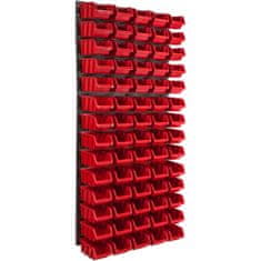 botle Úložný systém nástenný panel 58 x 117 cm s 70 ks. Krabic zavesené Červené Boxy Skladovací systém